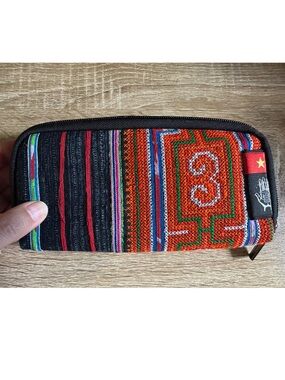 Ethnotek Wallet, built-in RFID blocker, Vietnam Print, Boho, Hippie, Ethnic